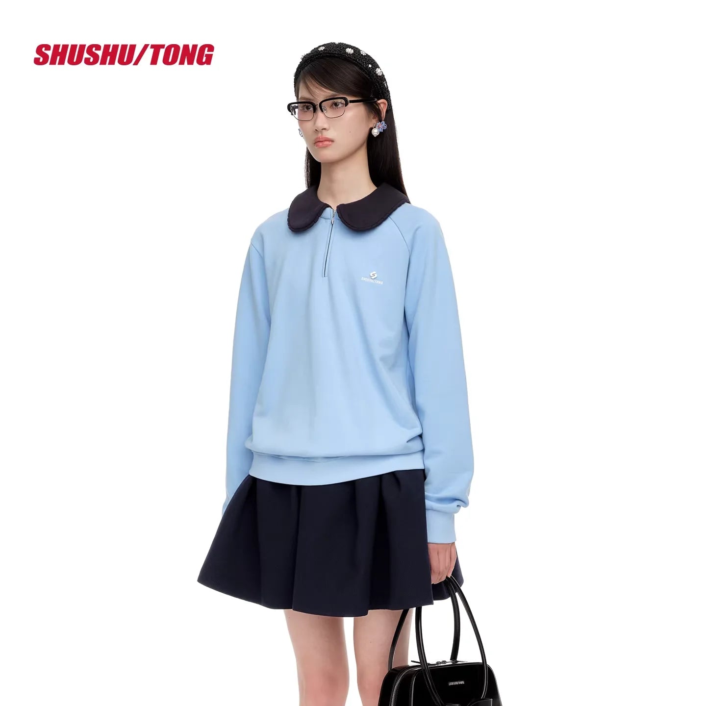 shushutong 2025 Winter Oversized Doll Collar Sweatshirt