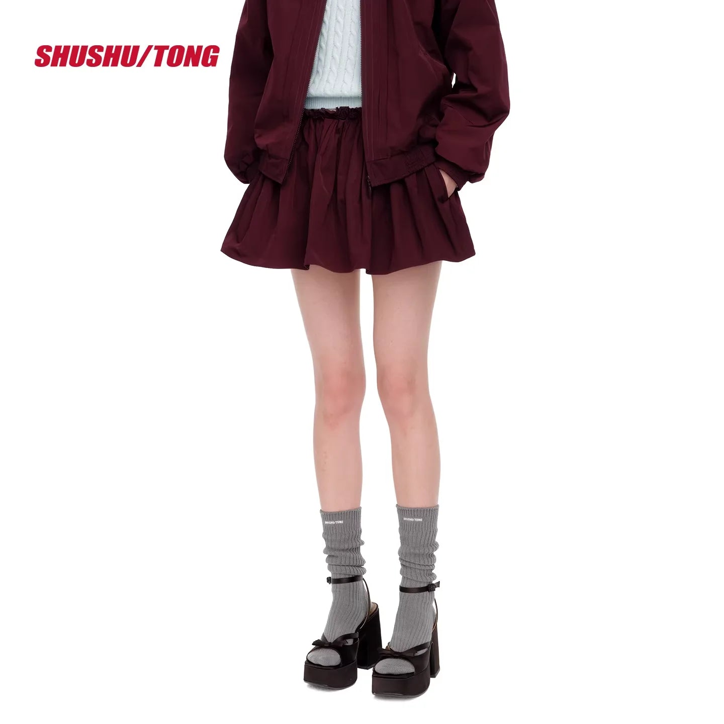 shushutong Hand-Sewn Floral Drop Waist Mini Dress