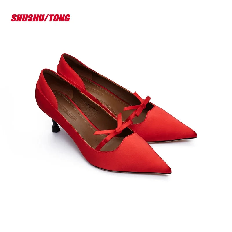 shushutong Elegant Retro Pointed Toe High Heels