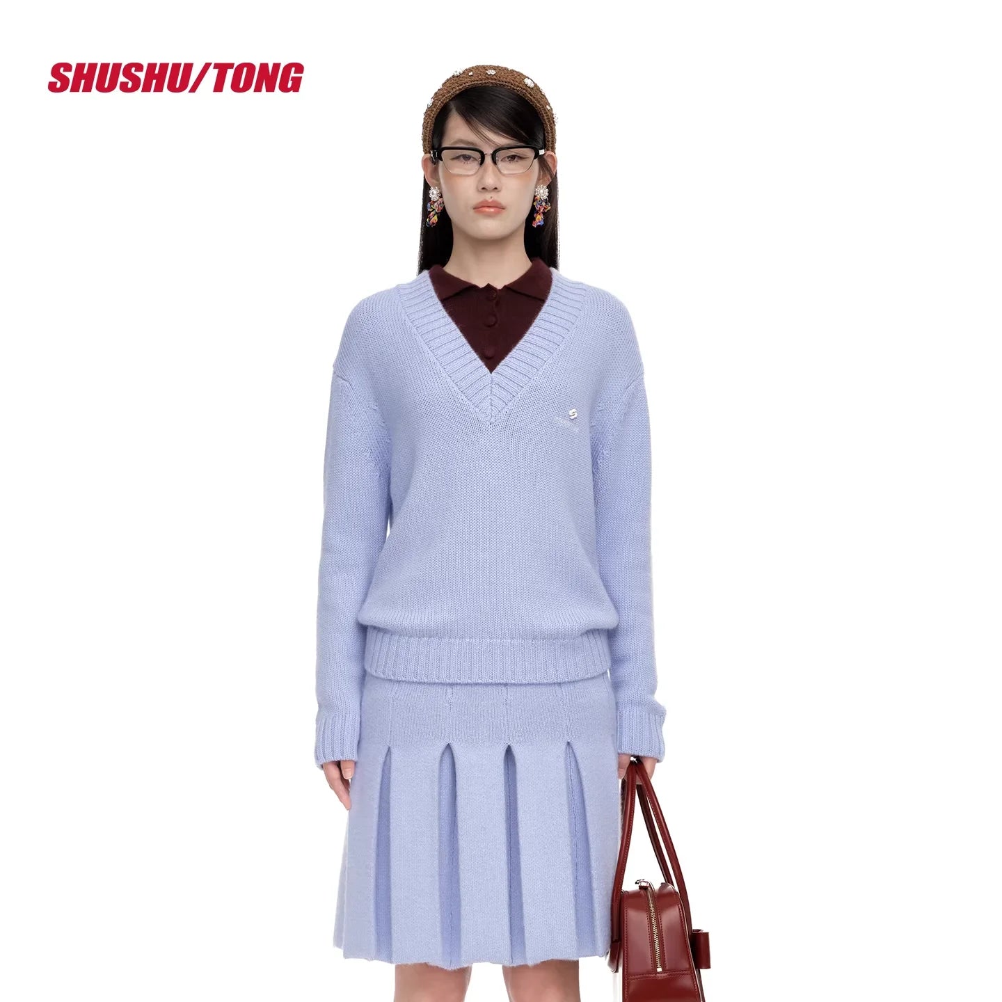 shushutong Women's V-Neck Knit Pullover Sweater