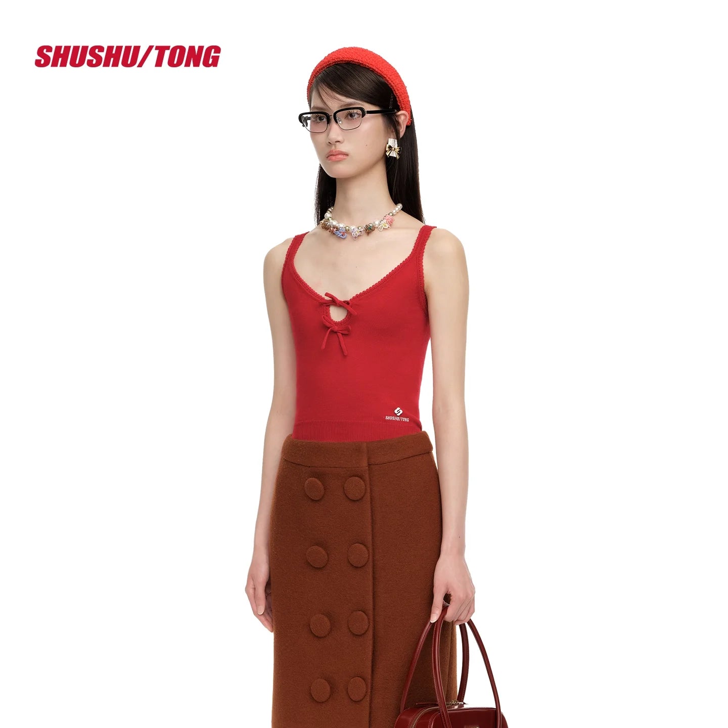 shushutong Women's Hollow Knit Cropped Camisole