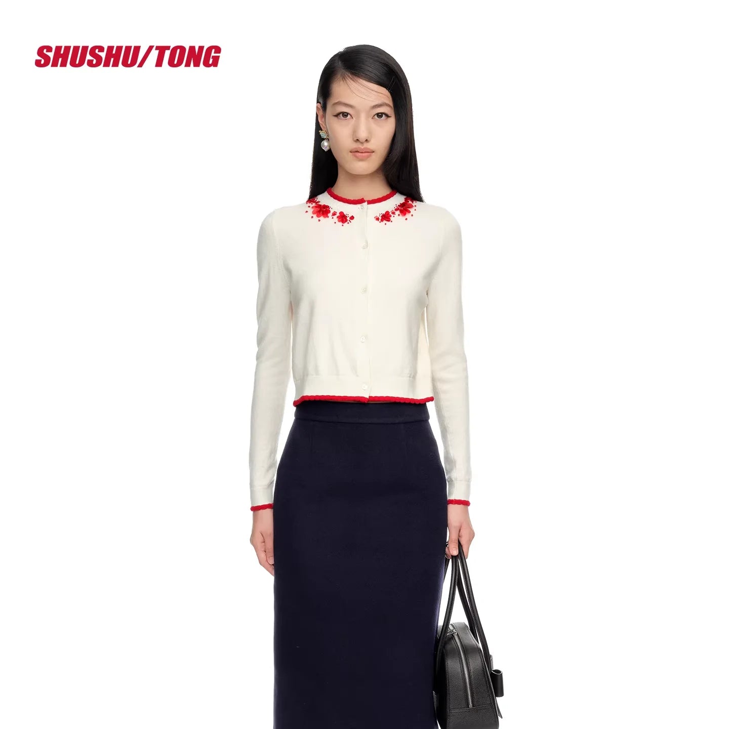 shushutong Spring Summer Elegant Knit Cardigan with Sequin and Embroidery Detail