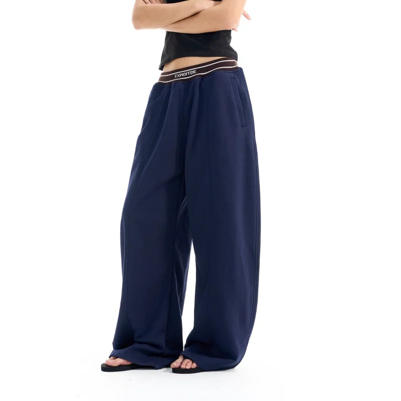 BLINDNOPLAN Colorblock Wide-Leg Ribbed Sweatpants
