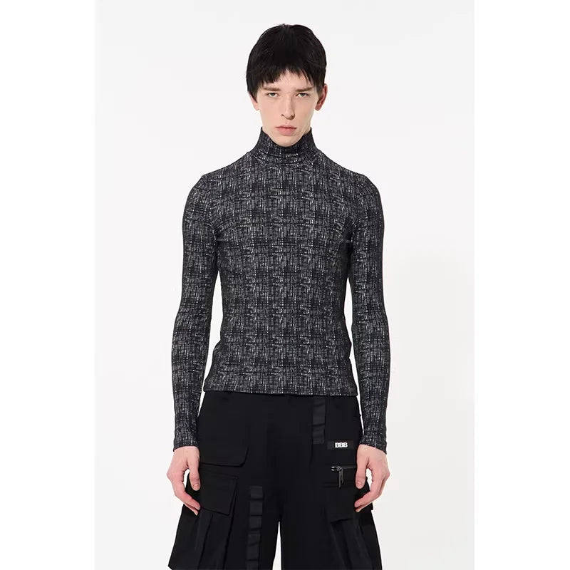 BLINDNOPLAN Textured Stand Collar Long Sleeve Top
