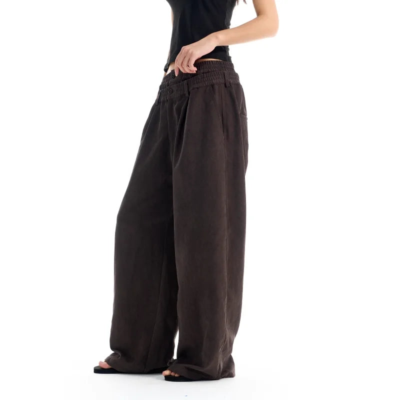 BLINDNOPLAN Double Waist Pleated Oversized Straight Pants