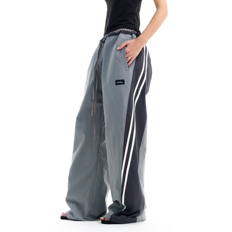 BLINDNOPLAN Colorblock Drawstring Wide-Leg Track Pants