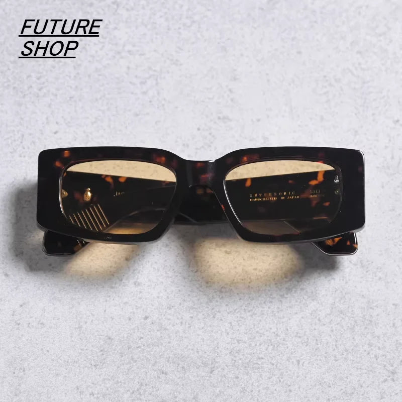 FUTURE UPDATE Retro Thick Frame Rectangular Sunglasses