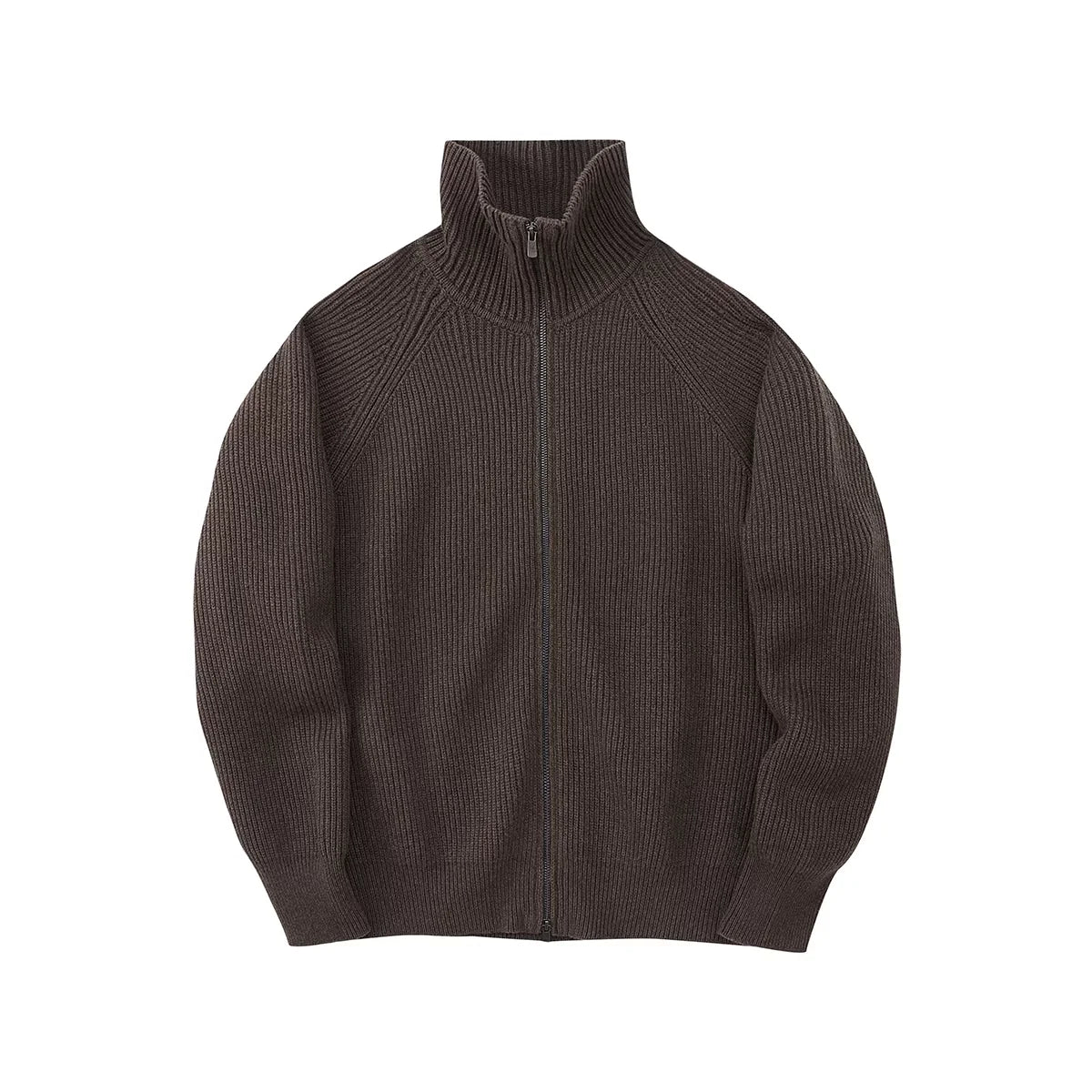 NANS Menswear Heavy Fleece Zip Cardigan with Convertible Turtleneck