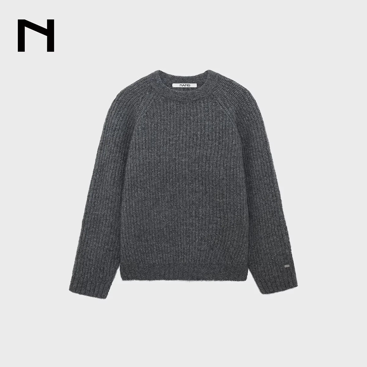 NANS Menswear Heavyweight Alpaca Wool Blend Raglan Crew Neck Sweater