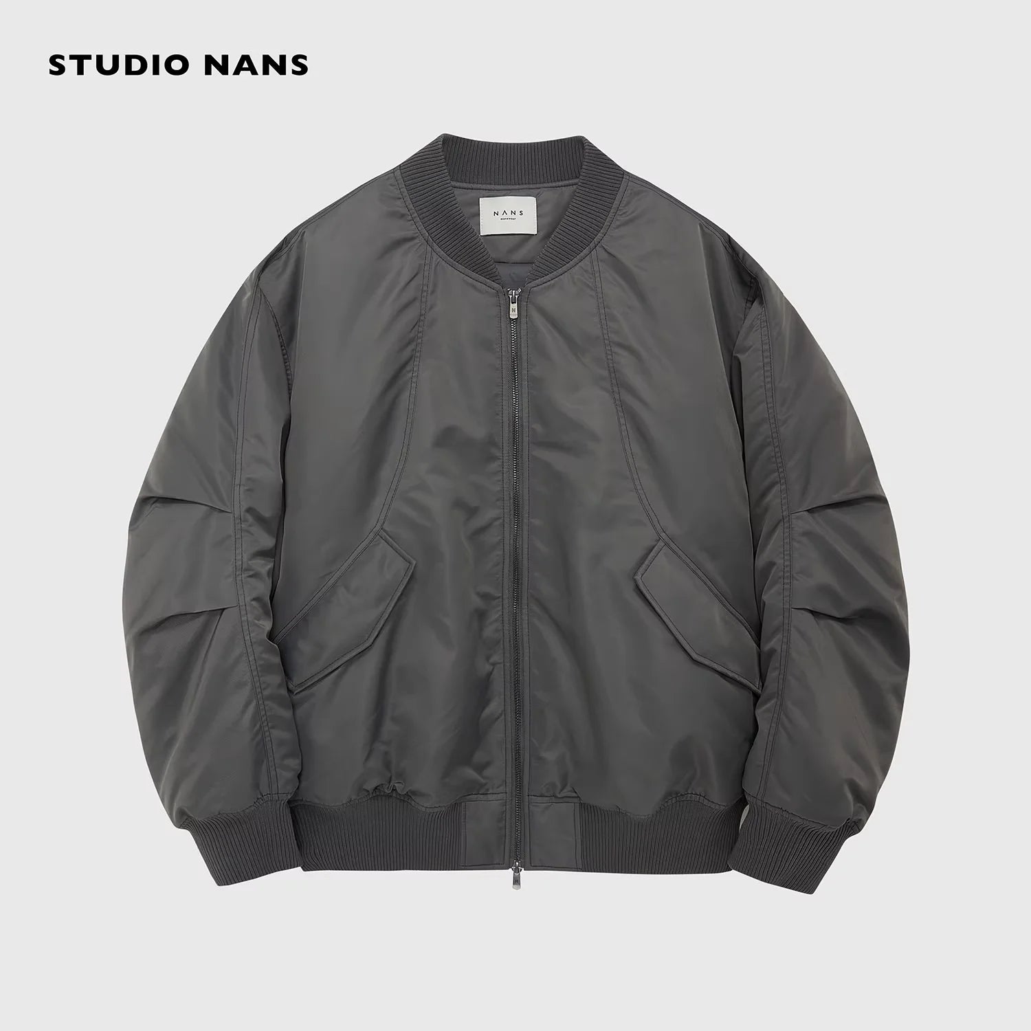 NANS Menswear Insulated Curved Panel Quilted Bomber Jacket
