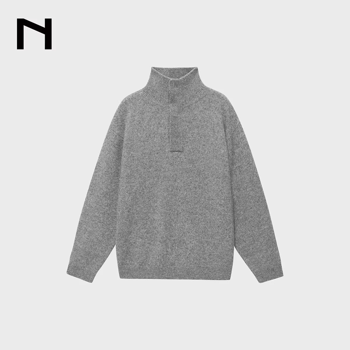 NANS Menswear Cashmere Wool Blend High Collar Knit Sweater