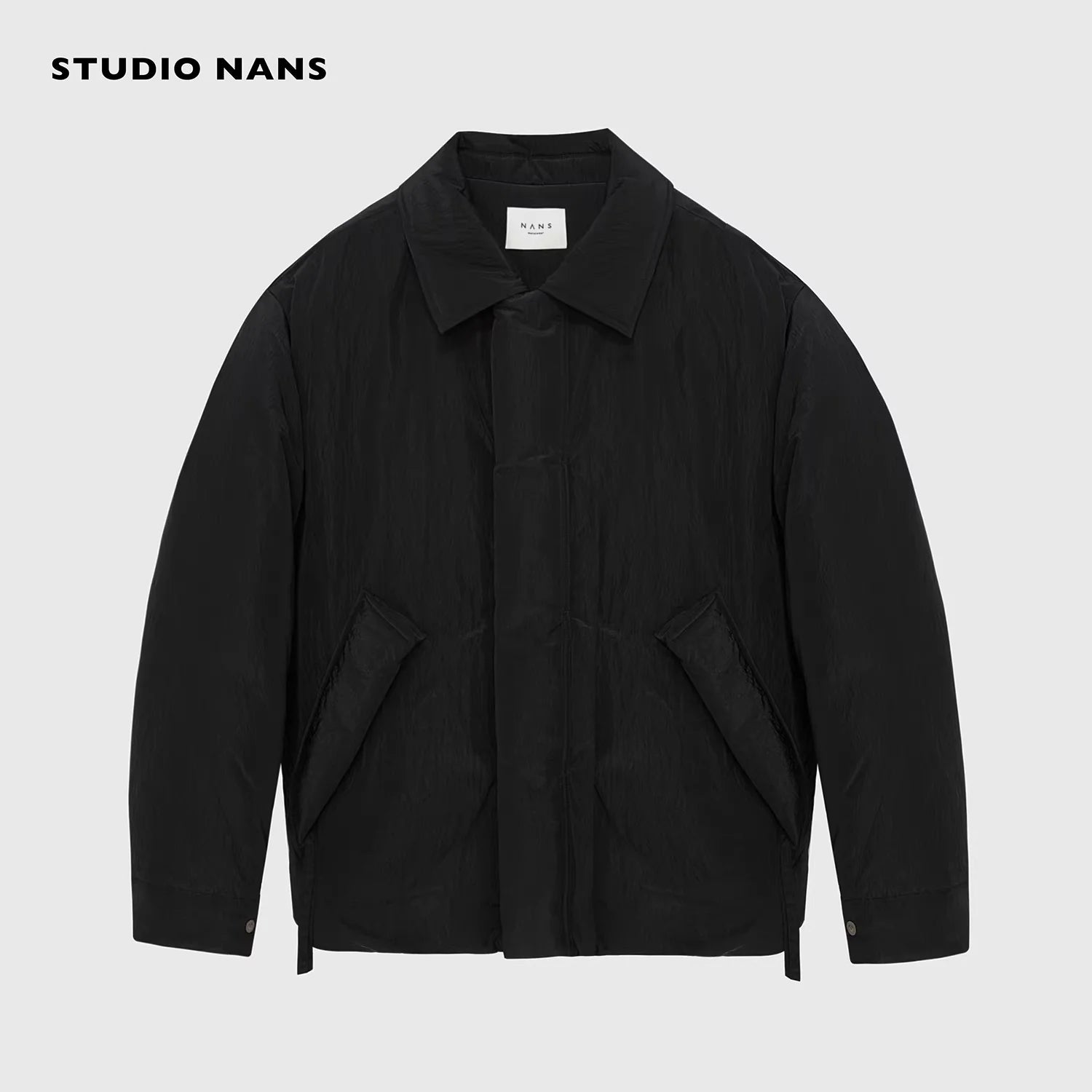 NANS Oversized Metallic Nylon Down Jacket with Flap Pockets