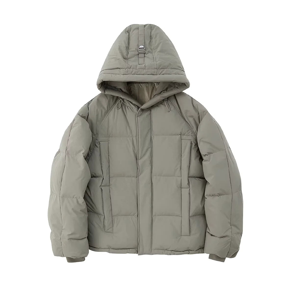 NANS Menswear Hooded Quilted Down Puffer Jacket with Pocket and Stripe Detail
