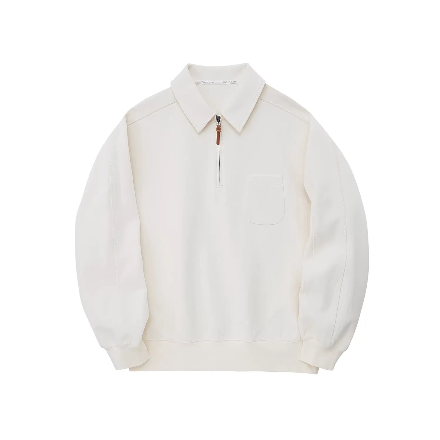 NANS Menswear Heavyweight Zip Polo Sweatshirt with Pocket