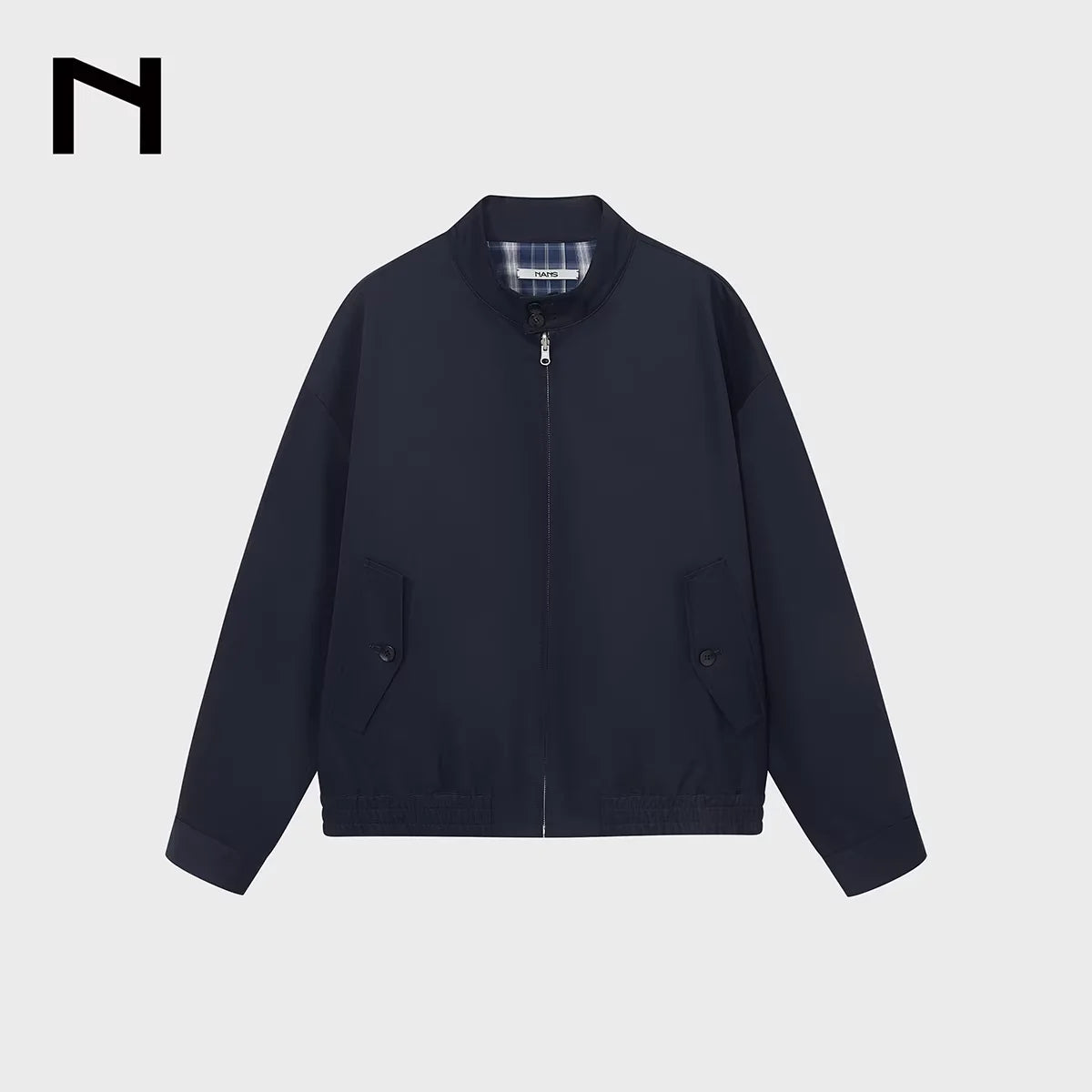 NANS Menswear Reversible Harrington Jacket with Plaid Lining