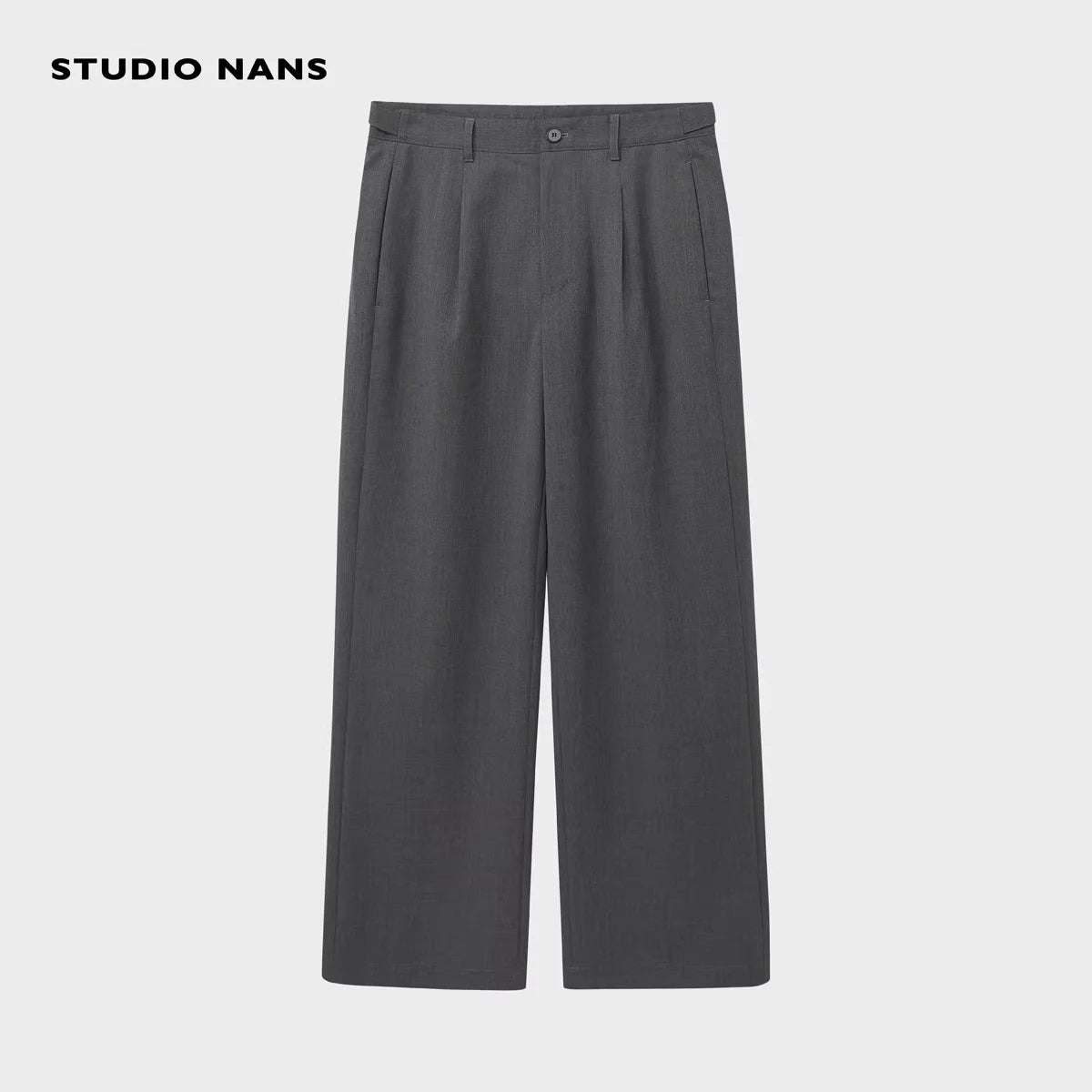 NANS Menswear 70s Style Wool Blend Pleated Suit Trousers with Adjustable Waistband