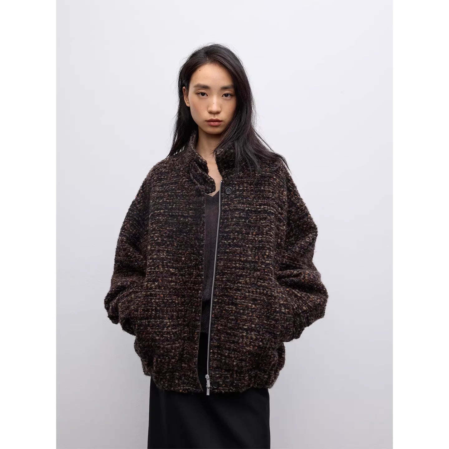 RandomPiece Alpaca Wool Blend Bouclé Oversized Jacket