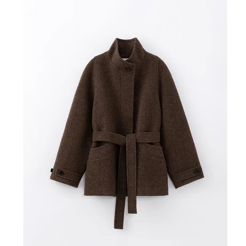 RandomPiece Stand Collar Wool Short Coat