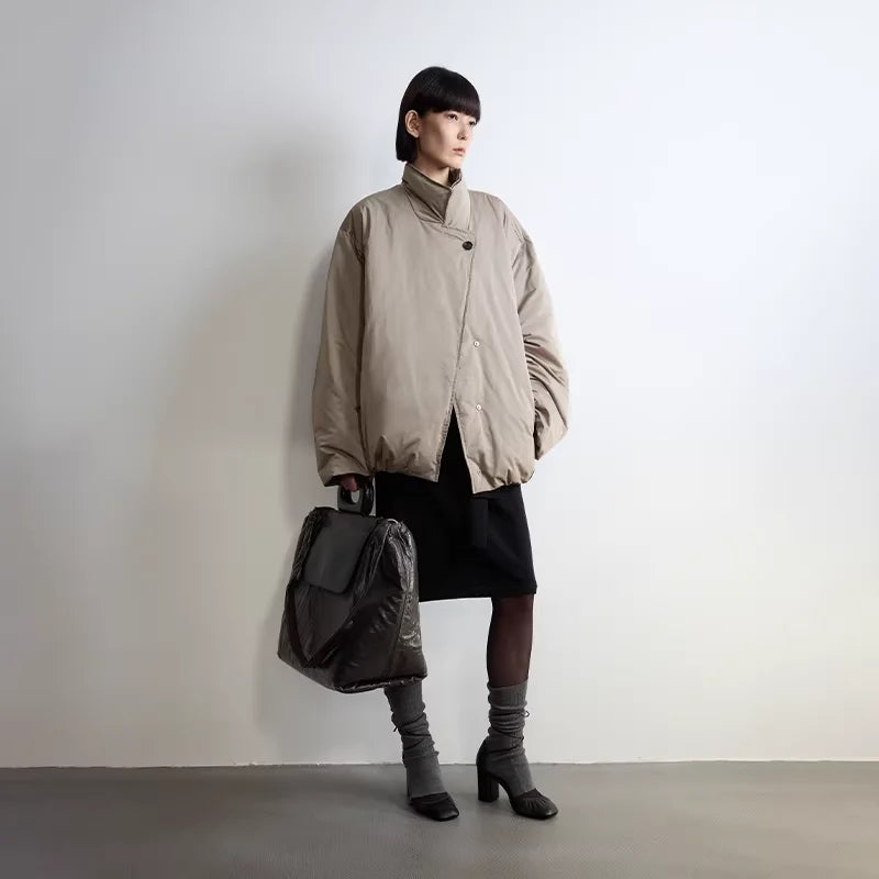 RandomPiece 90 White Duck Down Cocoon Jacket with Foldable Collar