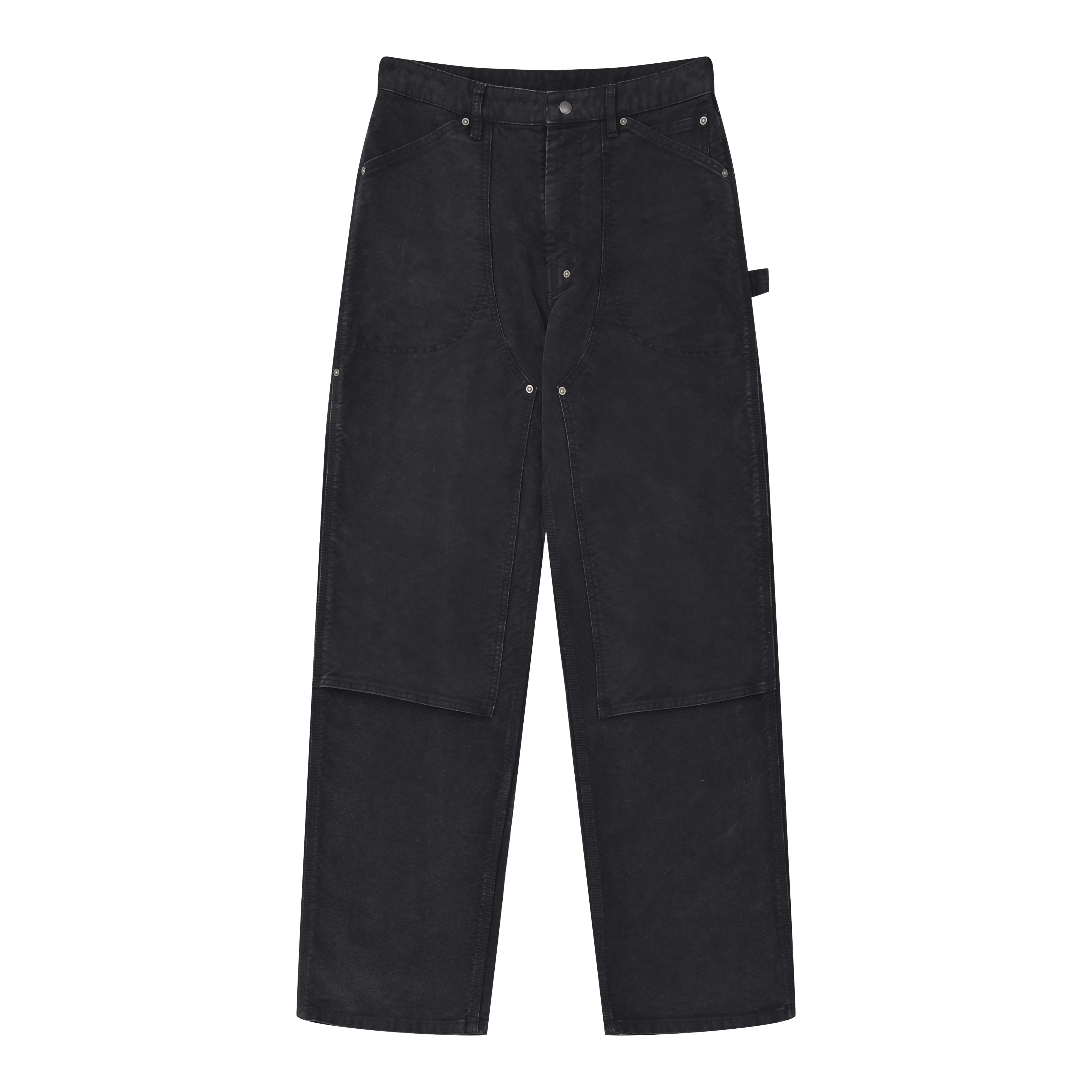 Roolrren homme Acid-Dyed Brushed Double-Knee Cargo Pants