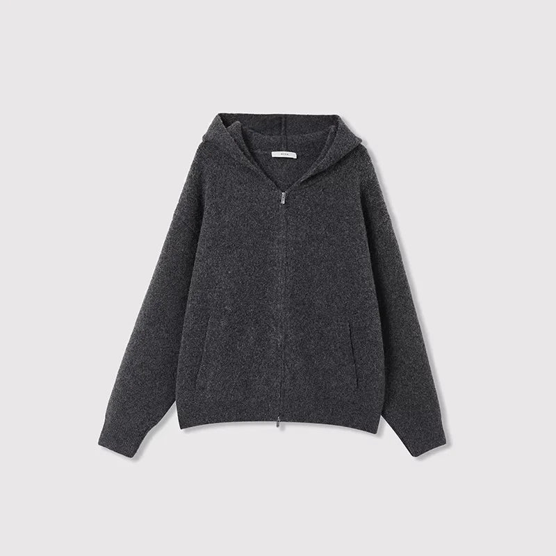ROYA Heavyweight Wool Blend Hooded Sweater Jacket