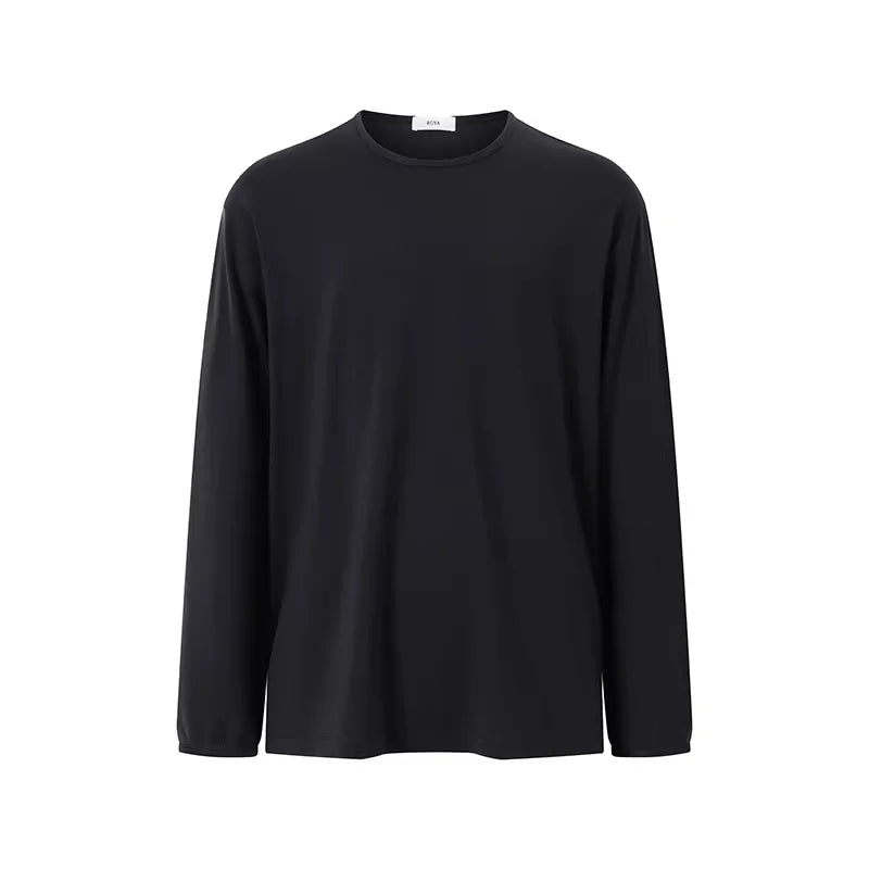 ROYA Tencel Wool Blend Long Sleeve Crew Neck Top