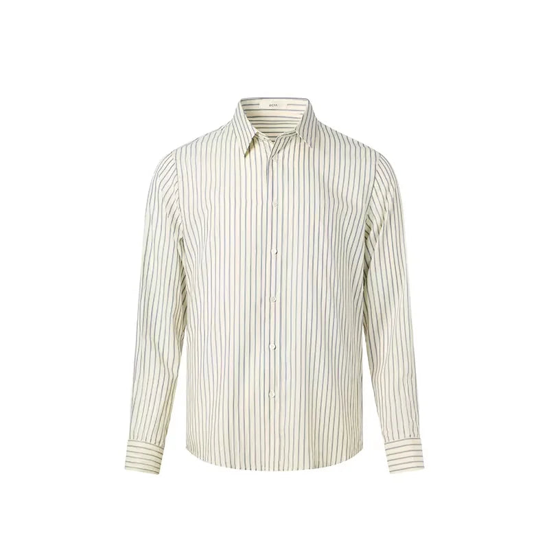 ROYA Men's Striped Lyocell Silk Long Sleeve Formal Shirt