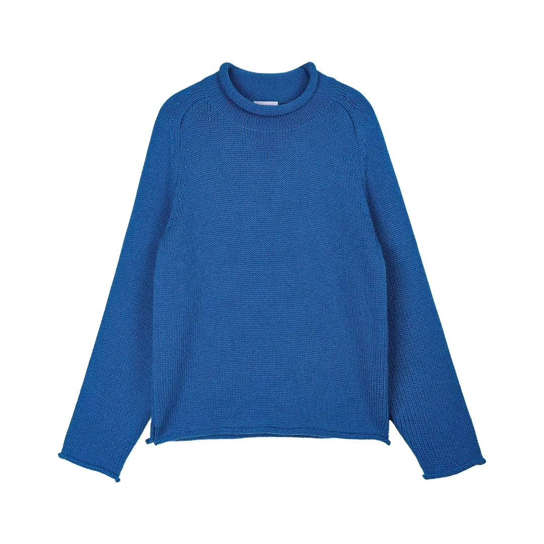 Simple Project Grey Rolled-Hem Wool Sweater