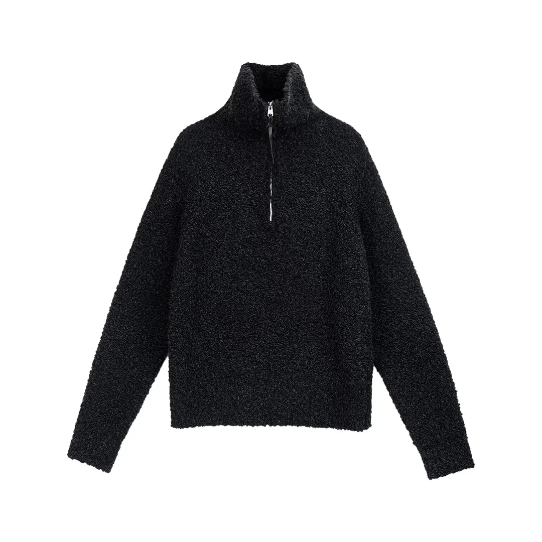 Simple Project Men's High-Neck Sherpa Fleece Pullover with Half-Zip