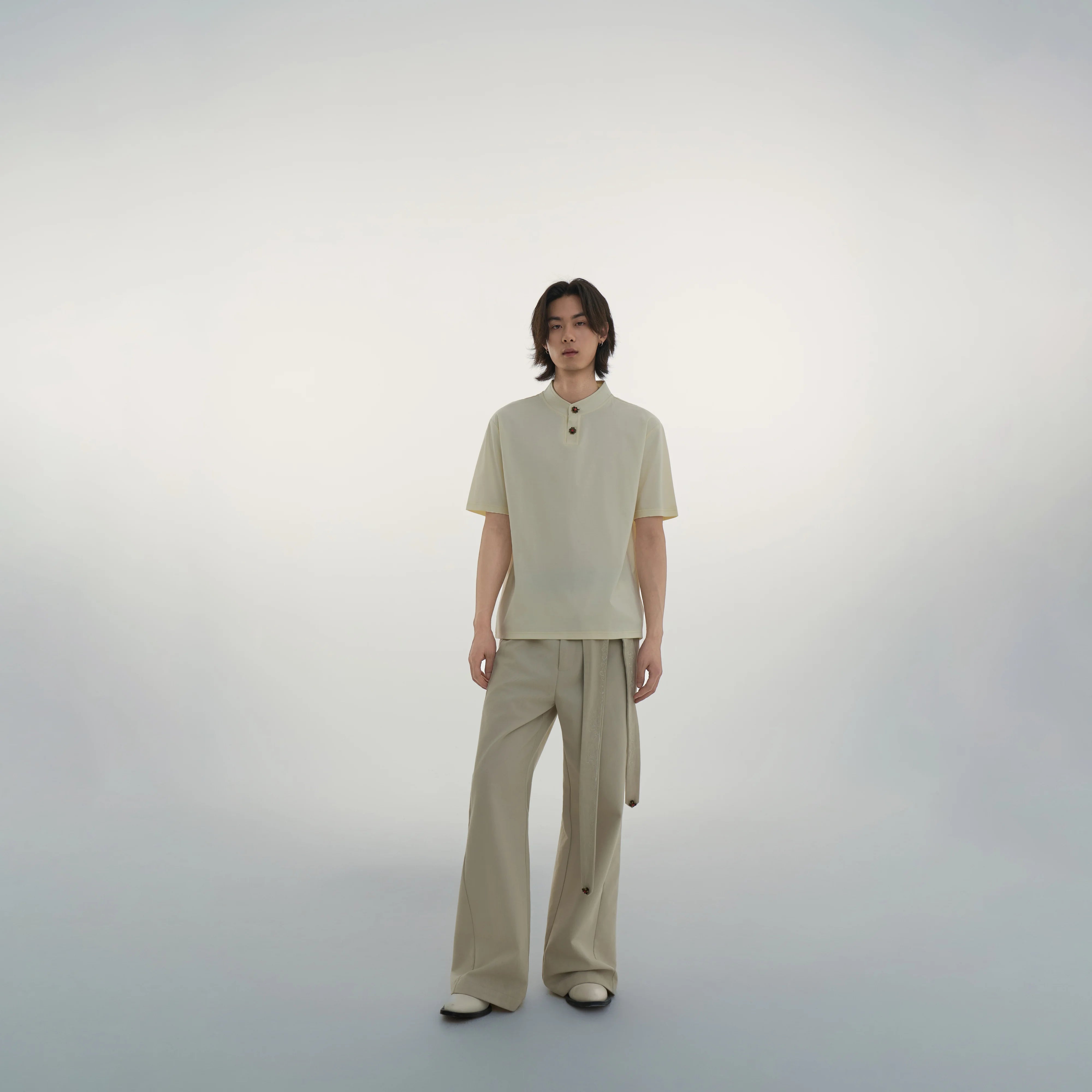 Y OFFICIAL Men's Mercerized Pima Cotton Split Collar Polo Shirt