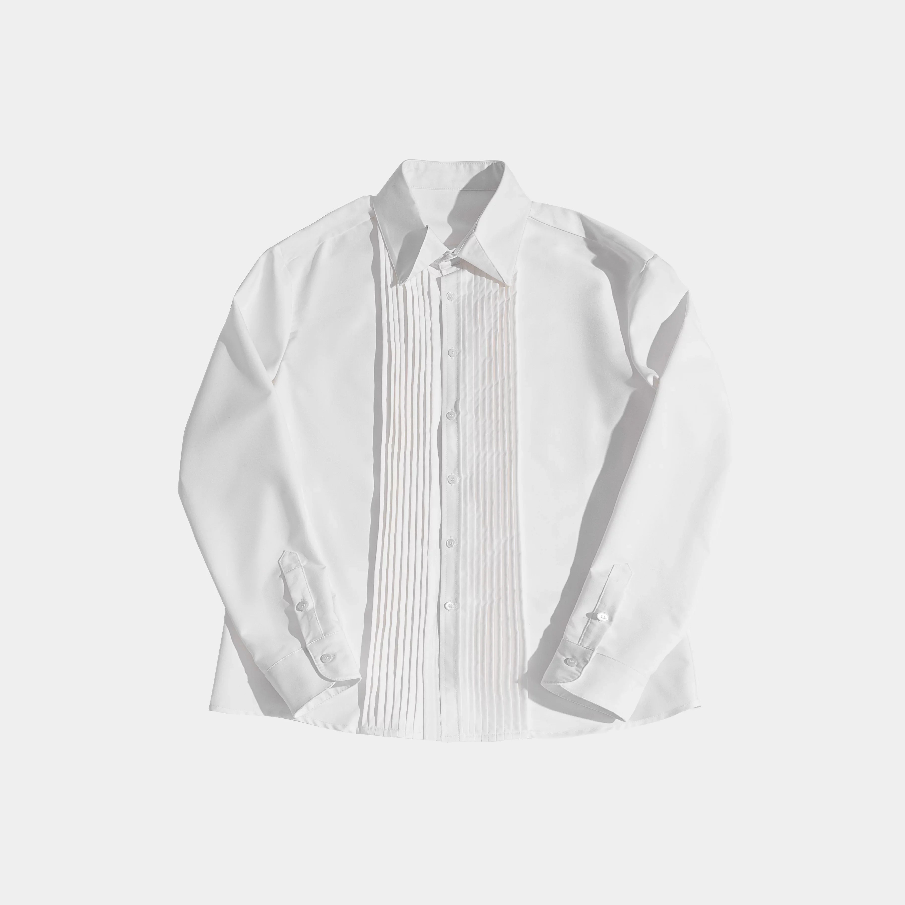 Y OFFICIAL Men's Black Pleated Panel Formal Shirt