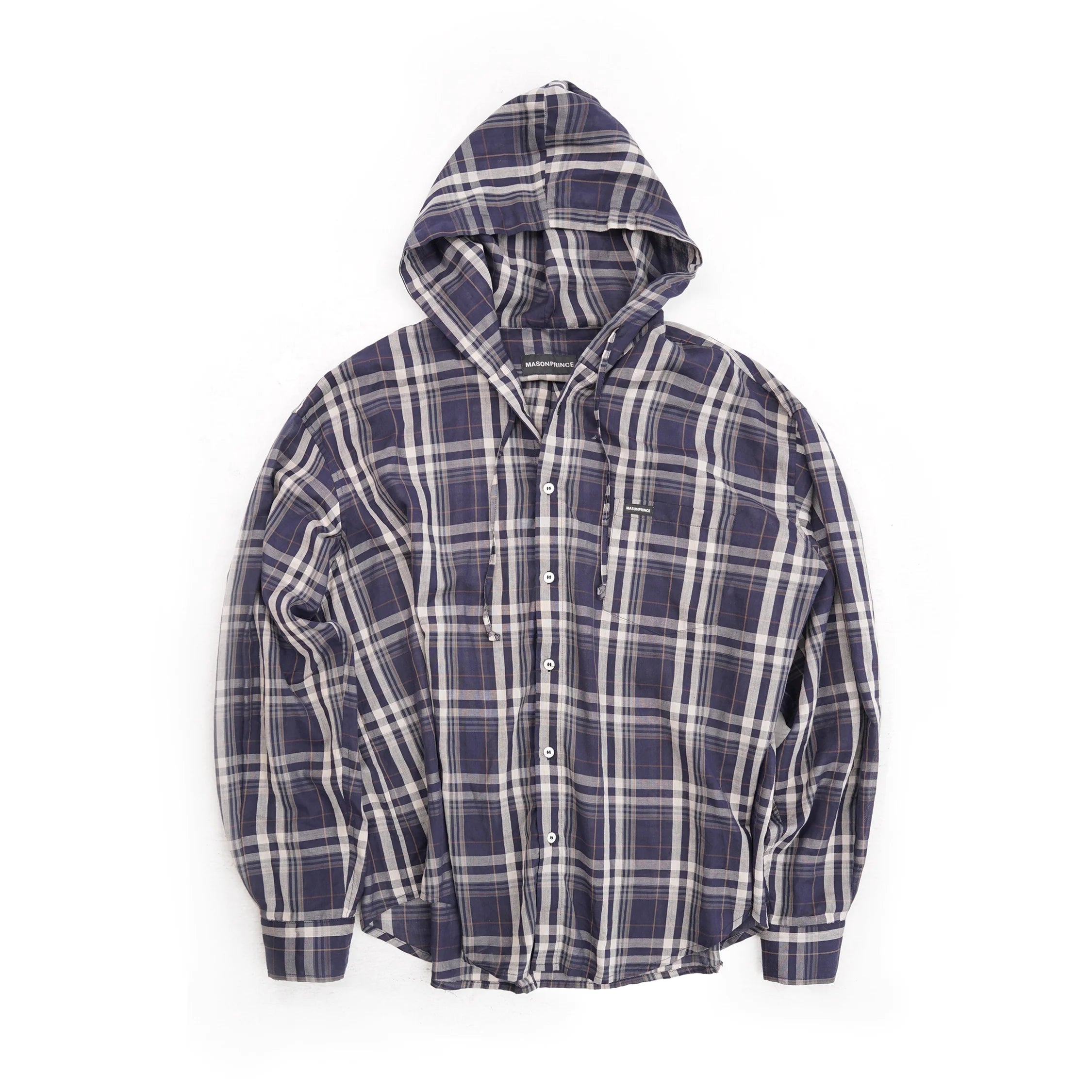 MASONPRINCE Men's Ultra-Light Cotton Plaid Hooded Shirt – Dual Styles