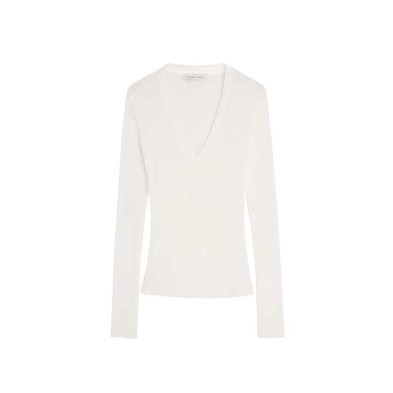 alright then Women's Deep V-Neck Slim Fit Long Sleeve Top