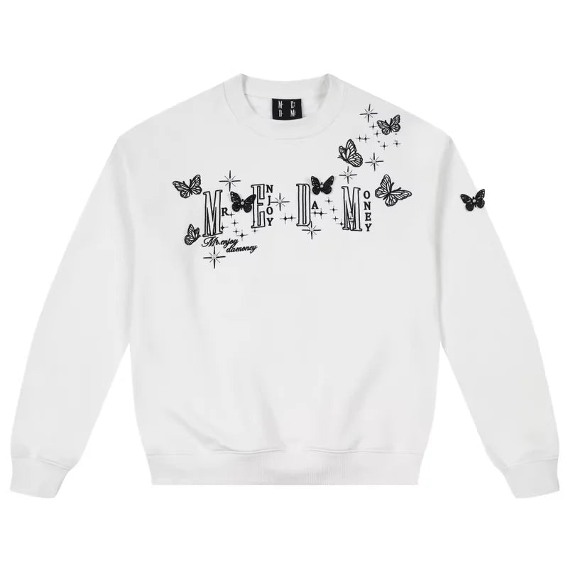 MEDM 3D Butterfly Graphic Crewneck Sweatshirt for Men