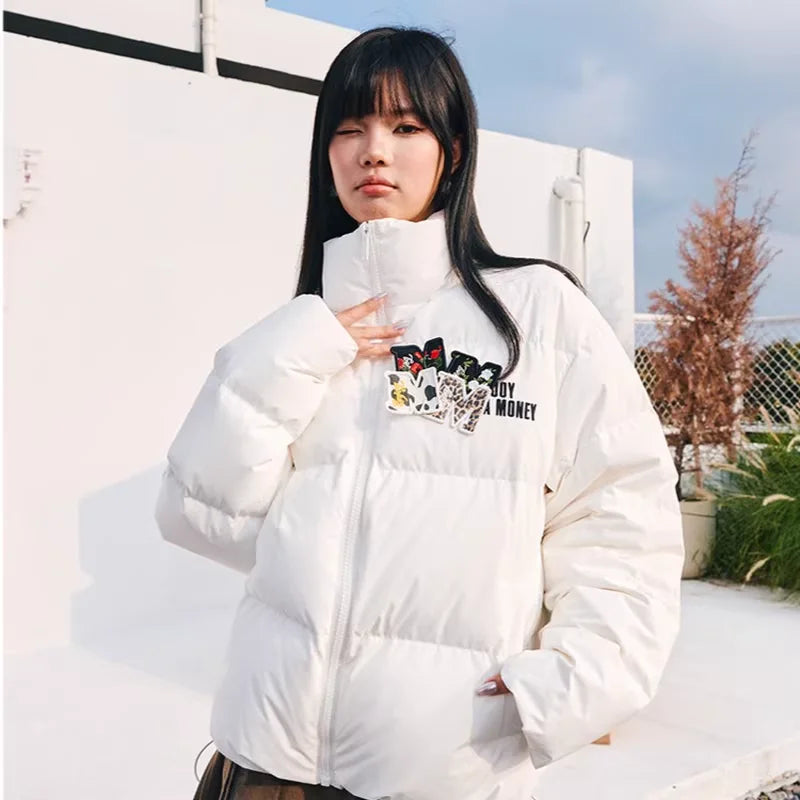 MEDM Thickened Winter Down Jacket with Stand Collar and Velcro for Men