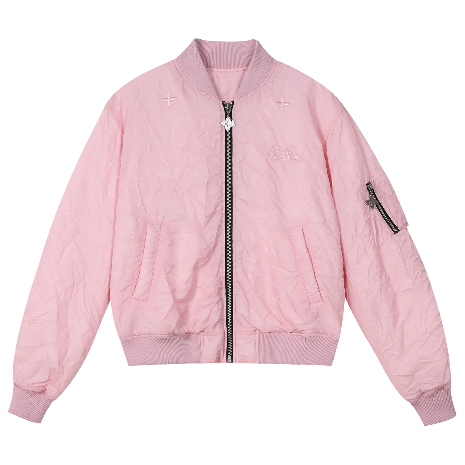 MEDM Unisex Padded Nylon Bomber Jacket with Stand Collar for Autumn and Winter