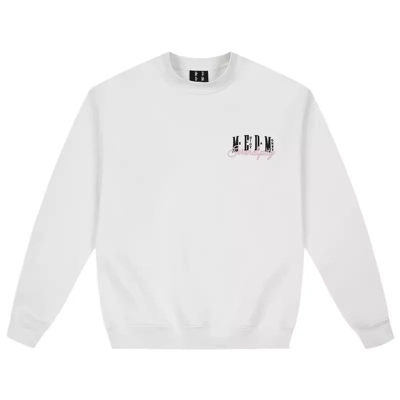 MEDM Unisex Oversized Graphic Fleece Sweatshirt - Long Sleeve Crewneck Pullover