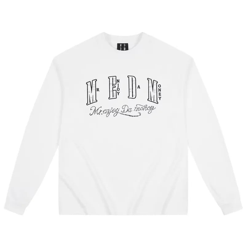 MEDM Multicolor Patch Crew Neck Loose Long Sleeve Sweatshirt