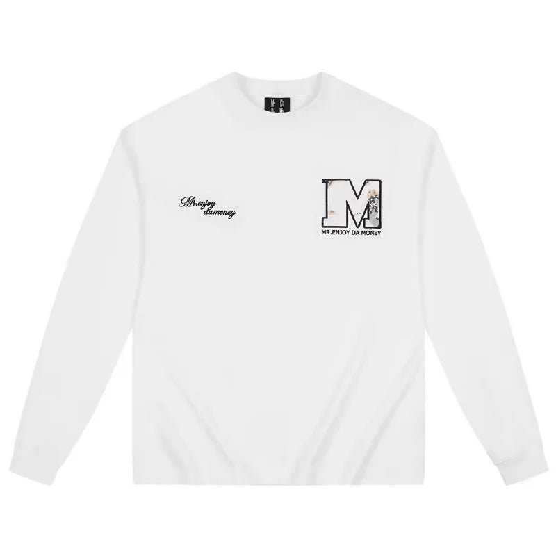 MEDM Black Burnt Lace Graphic Long Sleeve T-Shirt