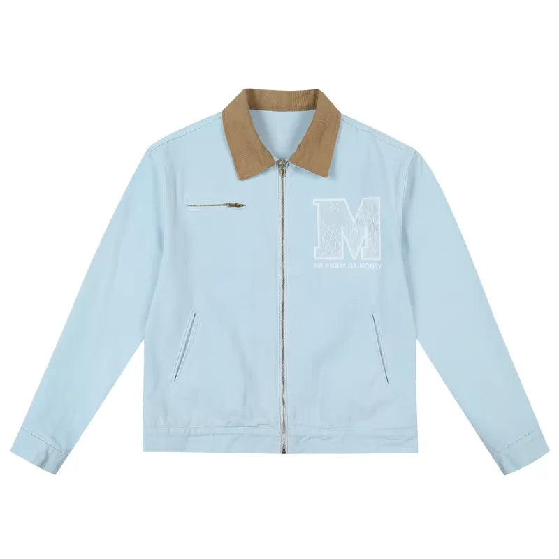 MEDM Unisex Retro Lapel Jacket with Printed Back Design