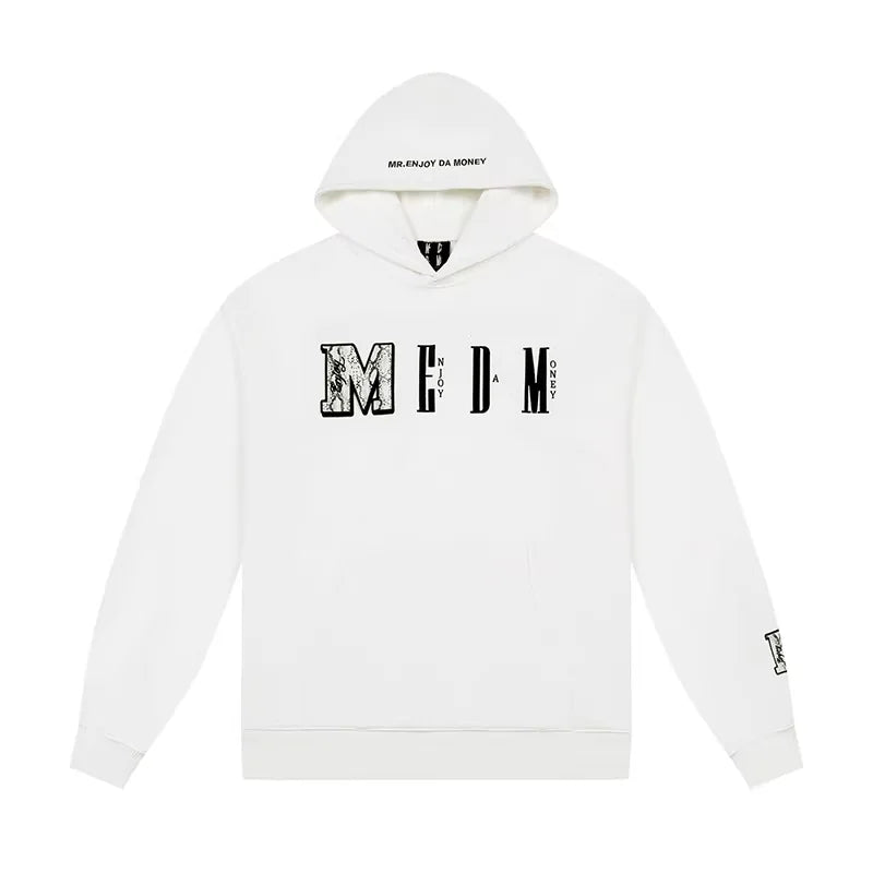 MEDM Men's Leopard Print Logo Velcro Hoodie - Loose Fit Casual Pullover