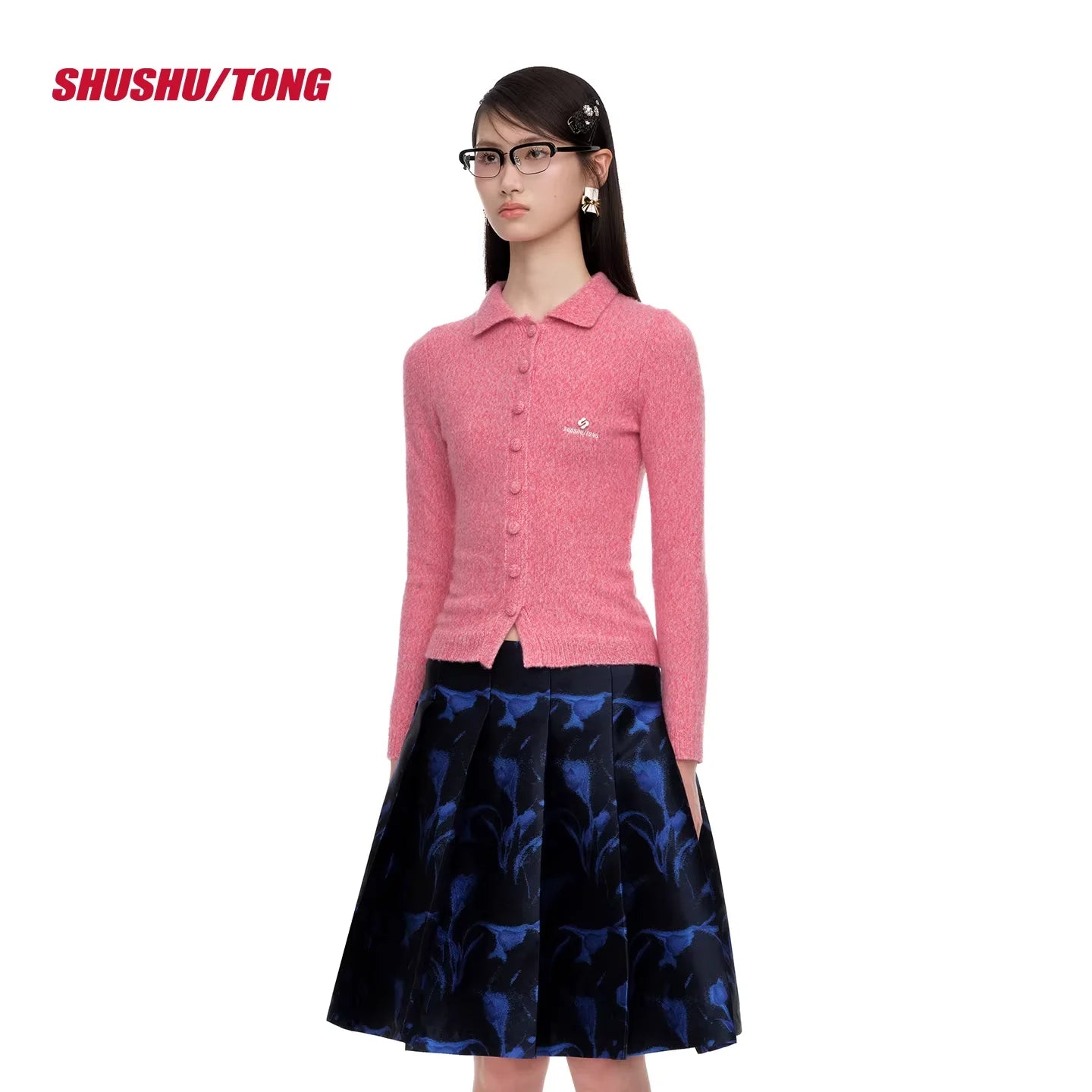 shushutong Women's Slim Fit Knit Cardigan with Lapel Collar