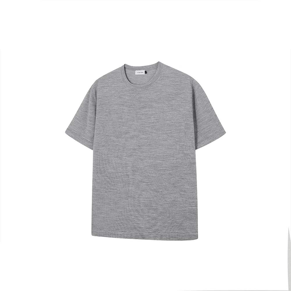 AFterTaste 100% Wool Slim Fit Fine Knit Crew Neck T-Shirt - Short Sleeve 16.5 Micron