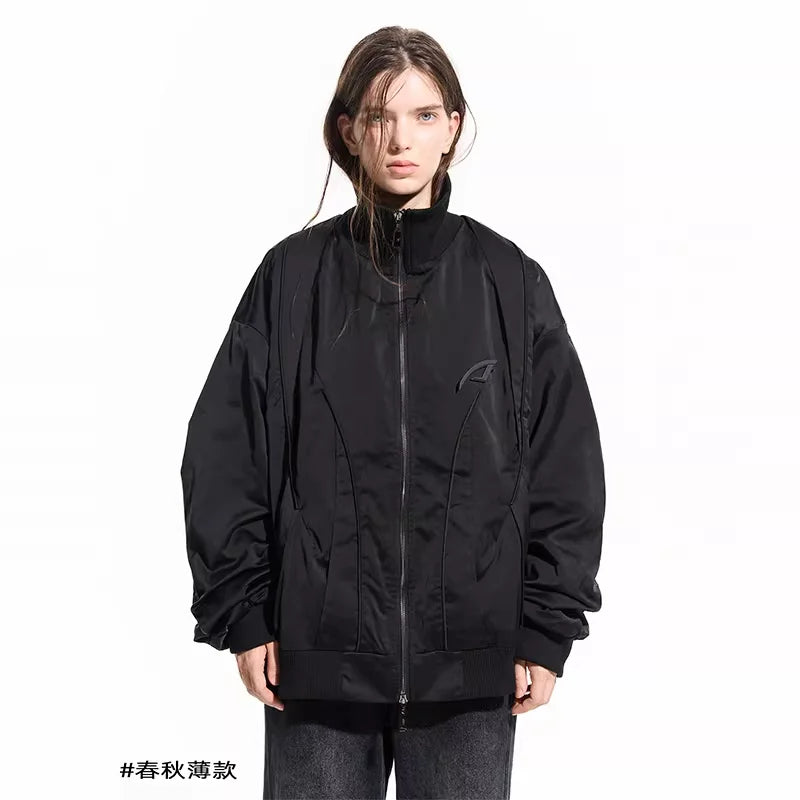 BLINDNOPLAN Men's MA-1 Panel Bomber Jacket with Stand Collar