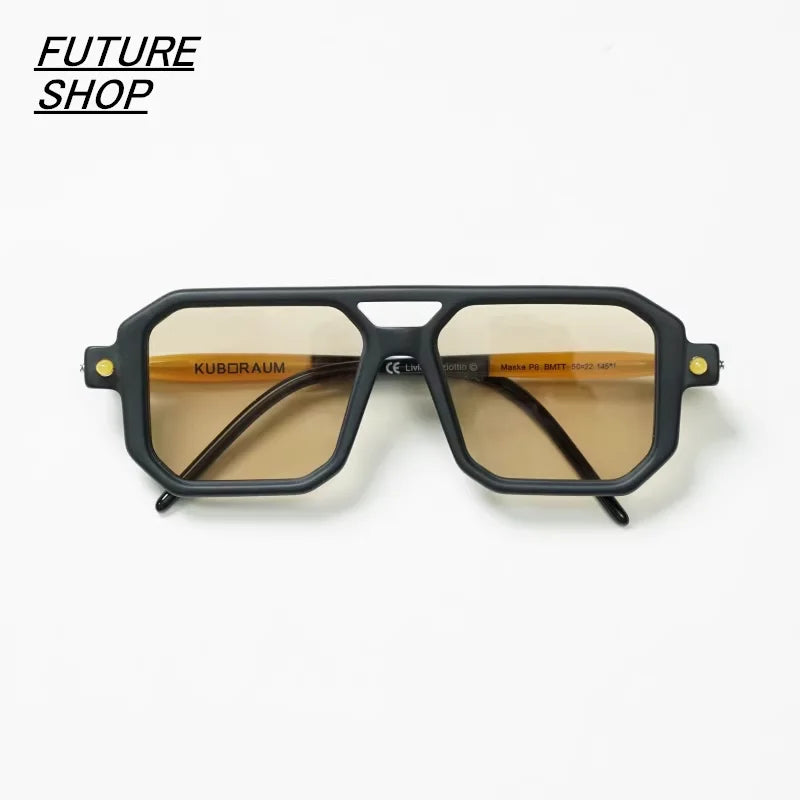 FUTURE UPDATE Retro Futuristic Double-Bridge Sunglasses Frame for Men and Women