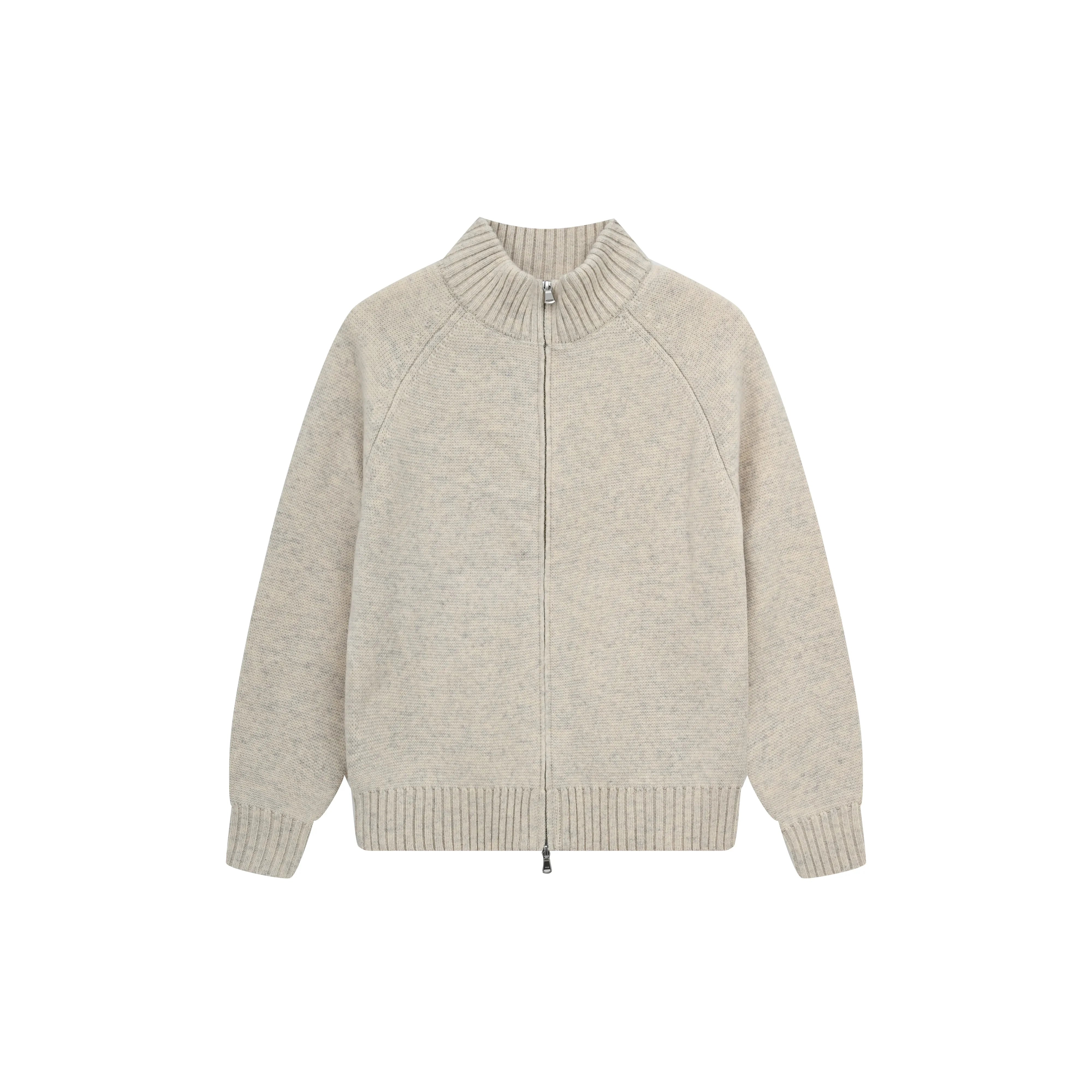 Roolrren homme 100% Wool Cloud Knit Zip-Up Cardigan Sweater