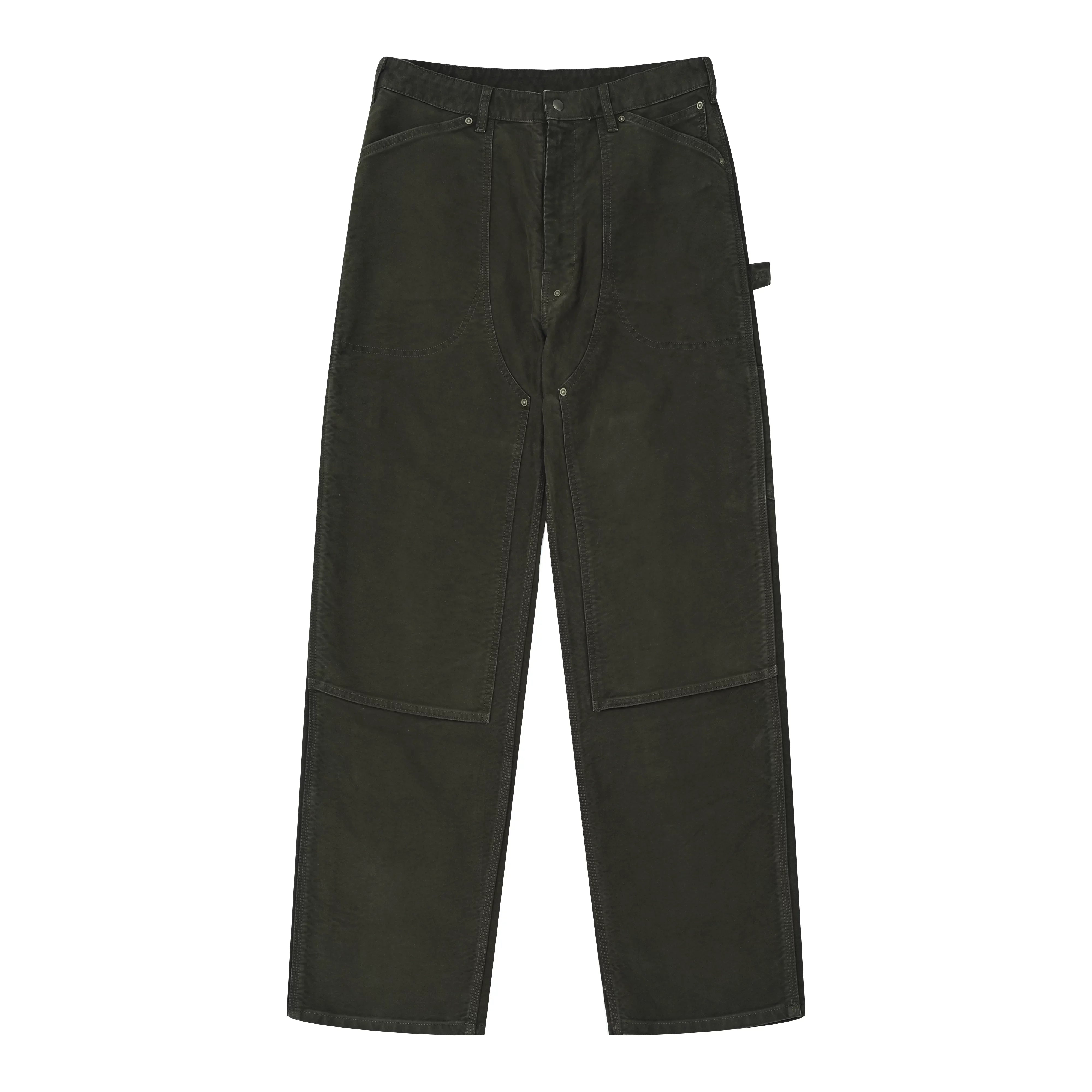 Roolrren homme Acid-Dyed Brushed Double-Knee Cargo Pants
