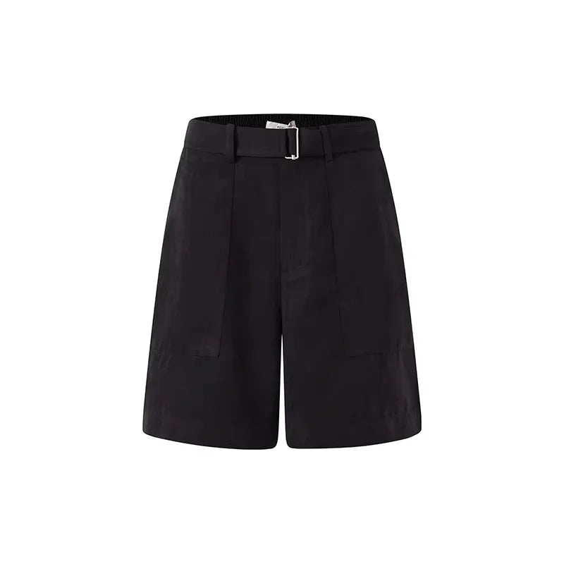 ROYA Men's Suede Cargo Shorts with Contrast Stitching