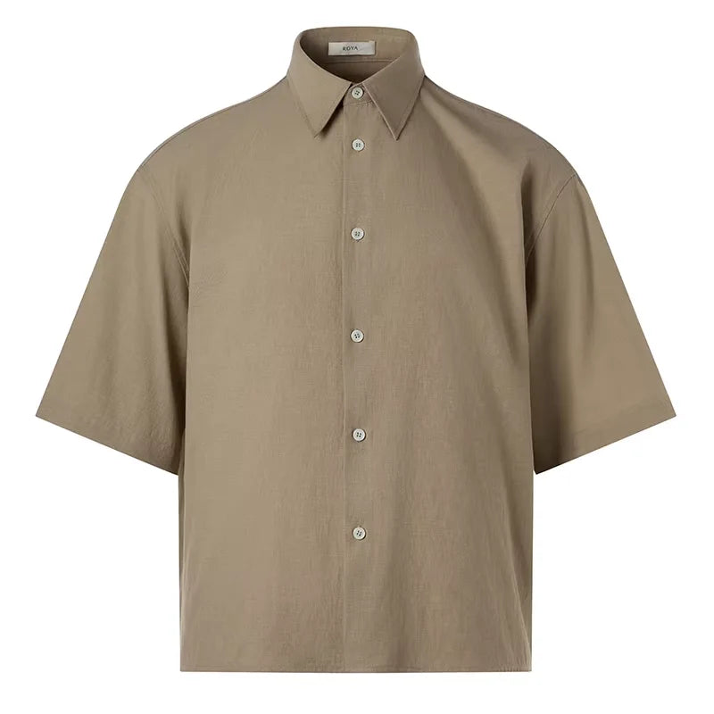 ROYA Men's Linen-Blend Short Sleeve Shirt - Relaxed Fit
