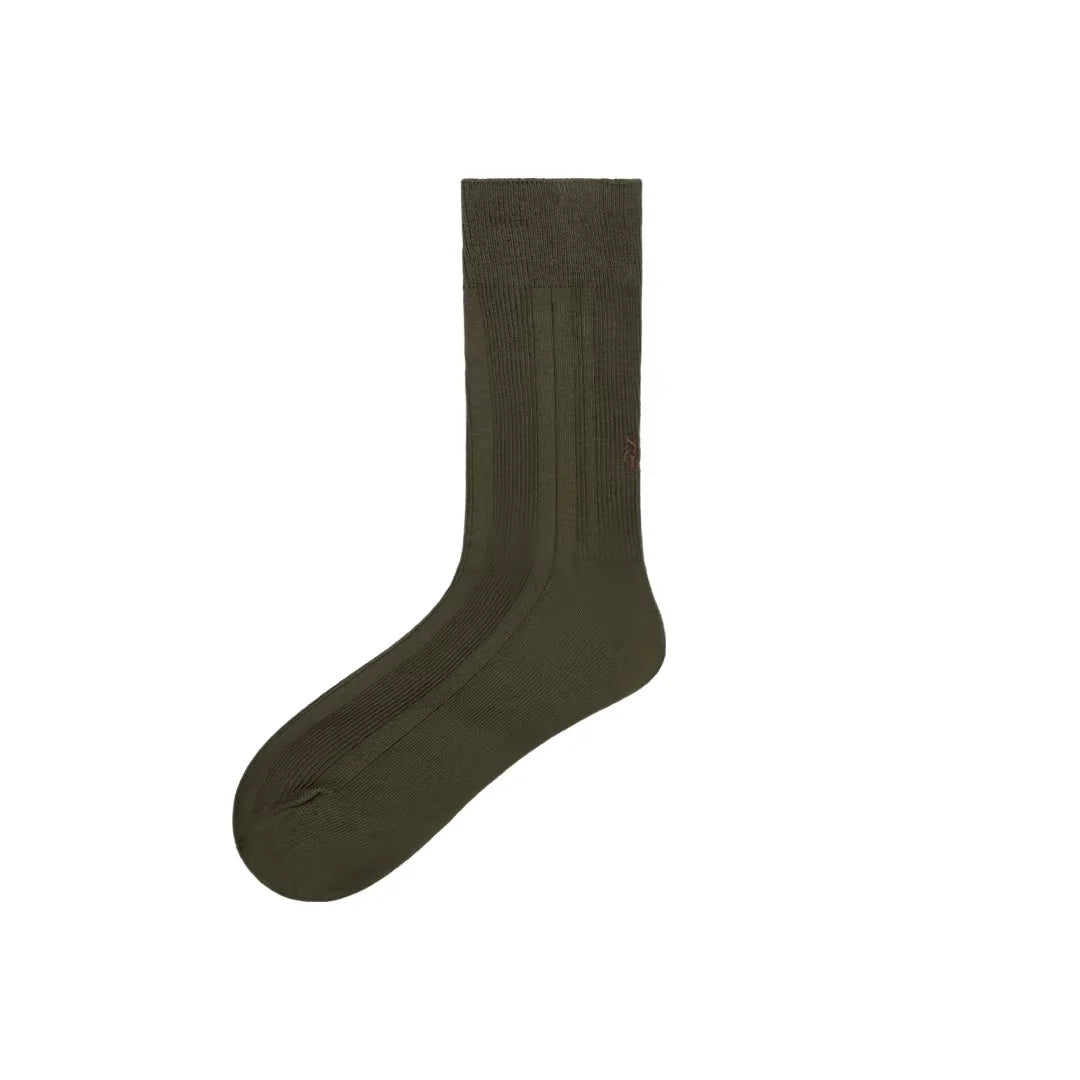 Simple Project Unisex Ribbed Mid-Calf Cotton Socks with Embroidered Detail